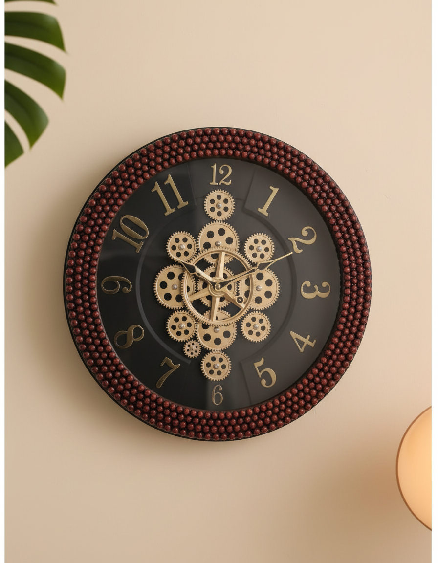 The clock Factory 3551 Steampunk Exposed Gear Wall Clock with Beaded Frame