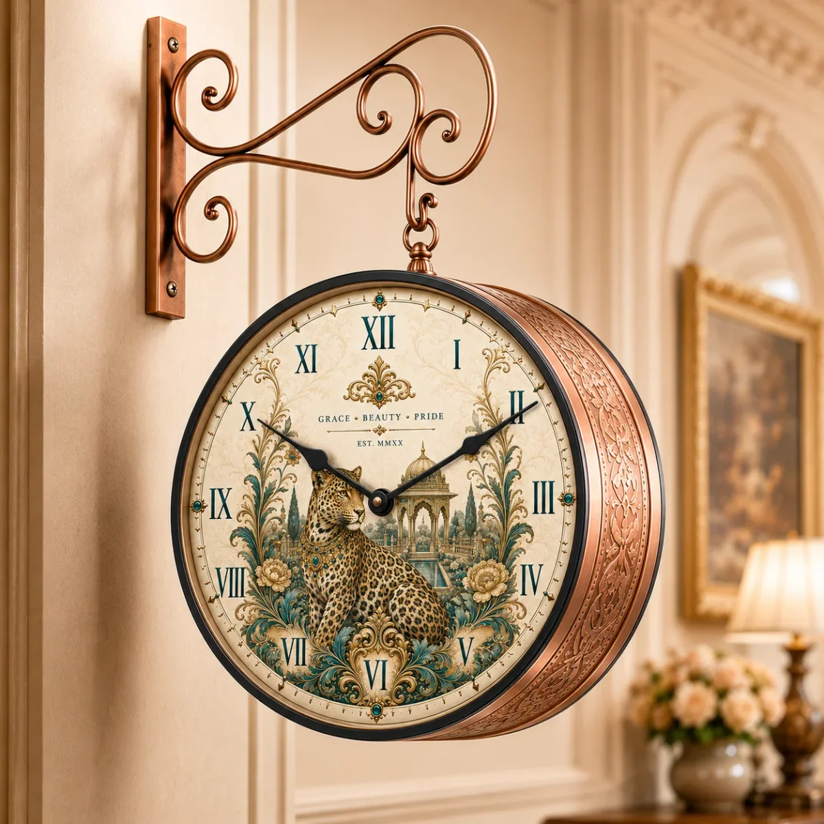 The Clock Factory ETCHING 10-Royal Bengal Double Sided Clock