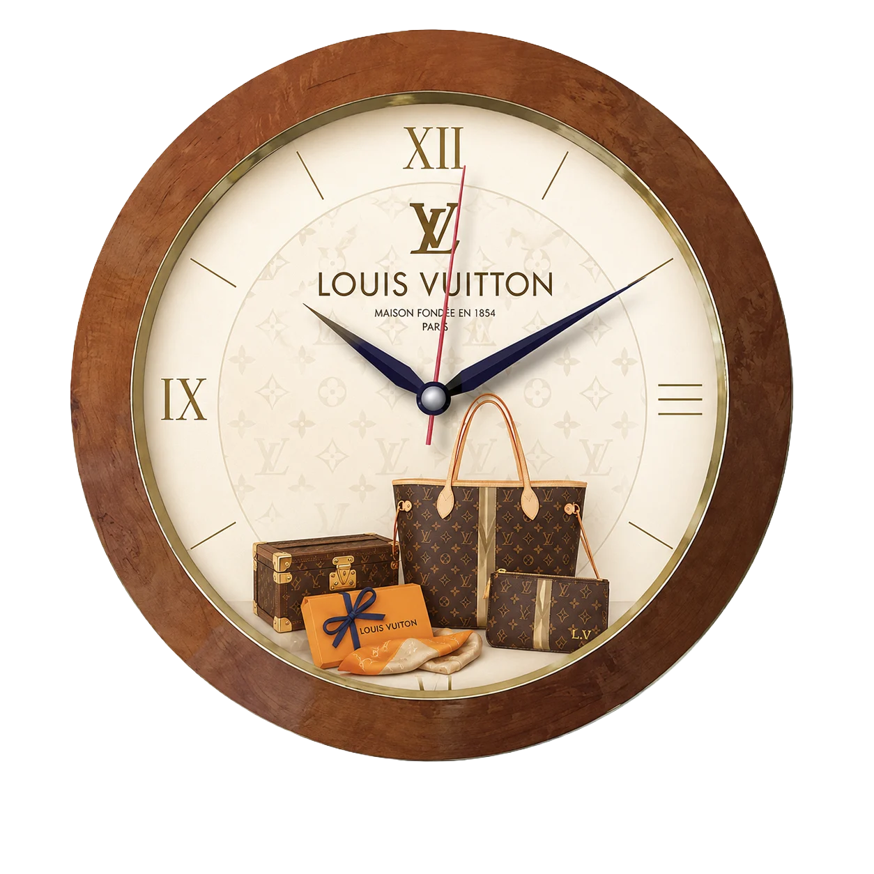 Wood Finish Round Wall Clock, round, 11 inch - custom promotional clock