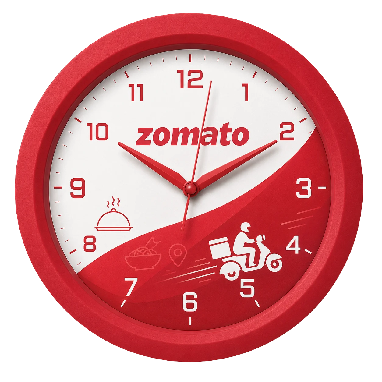 Red Plastic Wall Clock, 12 inch - custom promotional clock