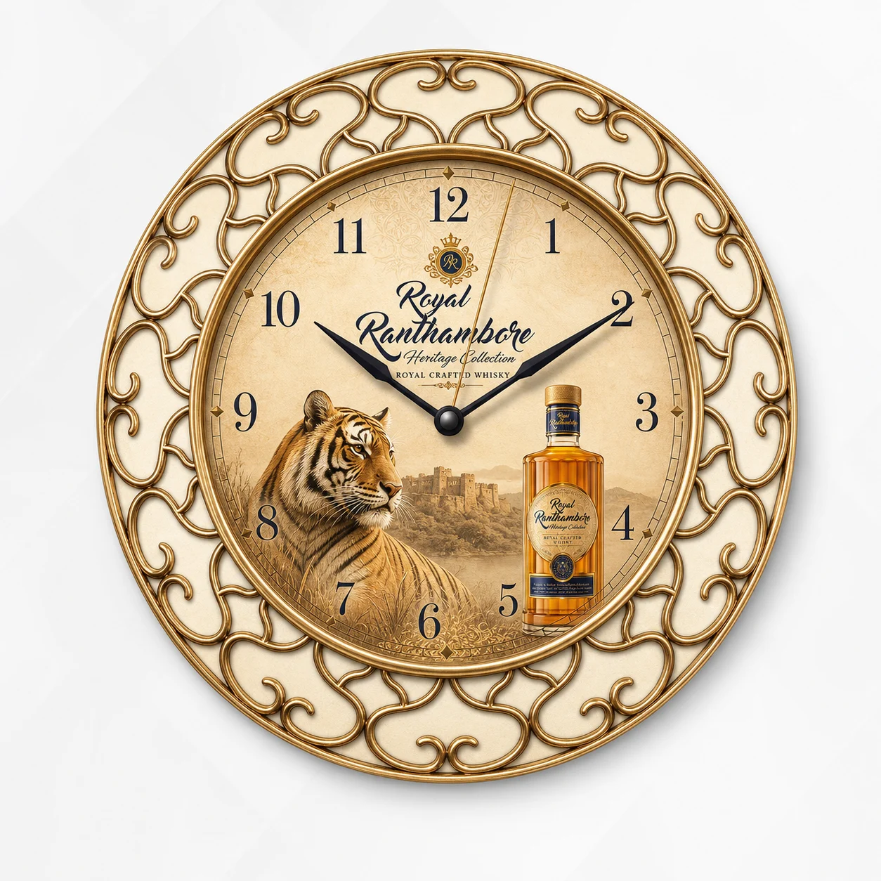 Ornate Gold Finish Wall Clock, 12 inch - custom promotional clock