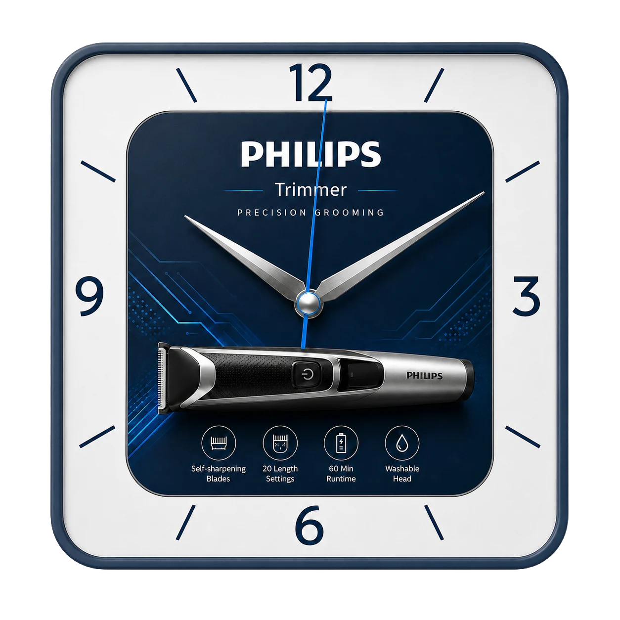 Square Wall Clock, square, 12 inch - custom promotional clock