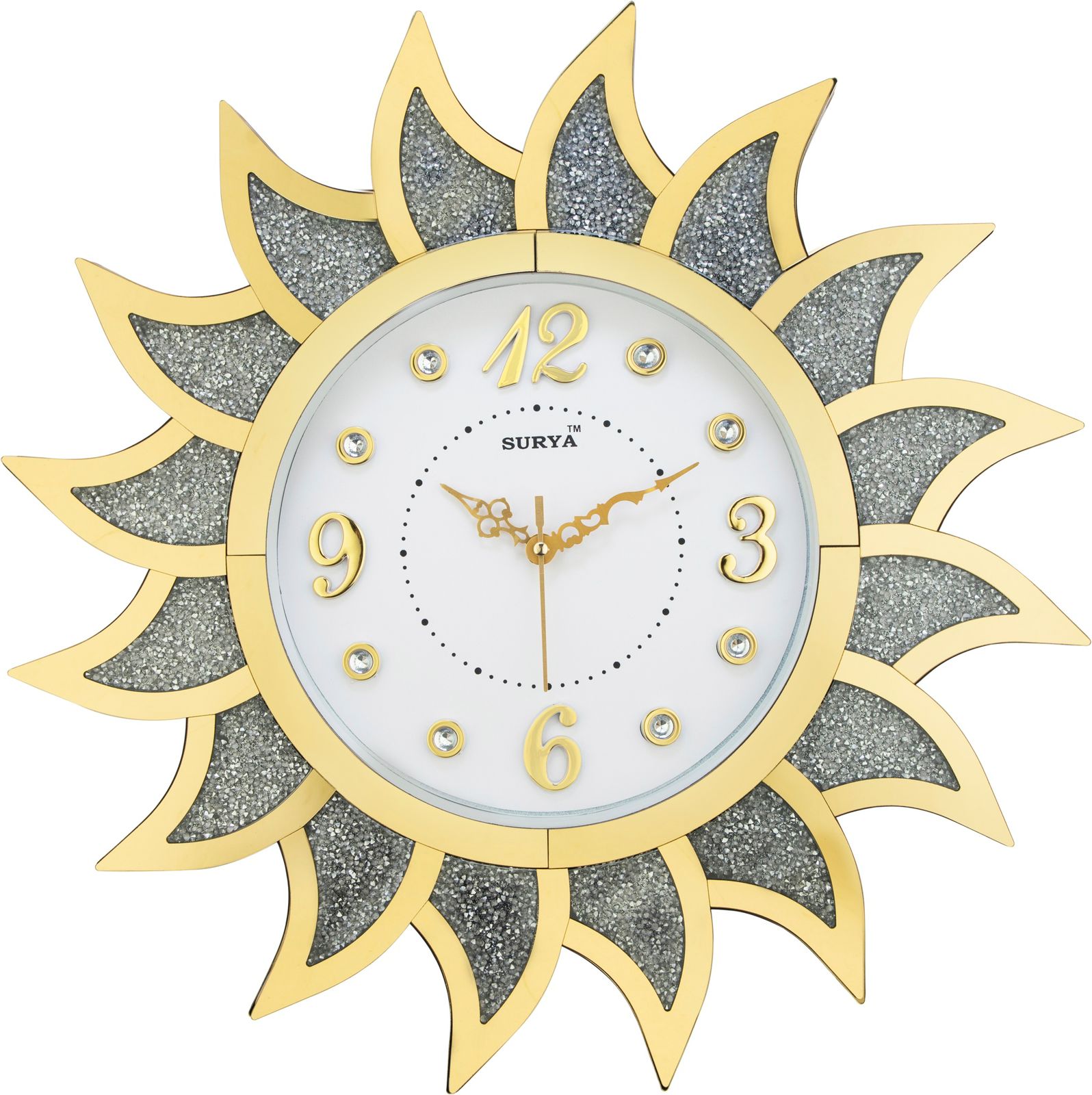 Surya S219 Glitter Sunburst Wall Clock - Surya - Wall Clock 18 inch - Wall Clock, Sunburst Clock, Glitter Clock - Image 2