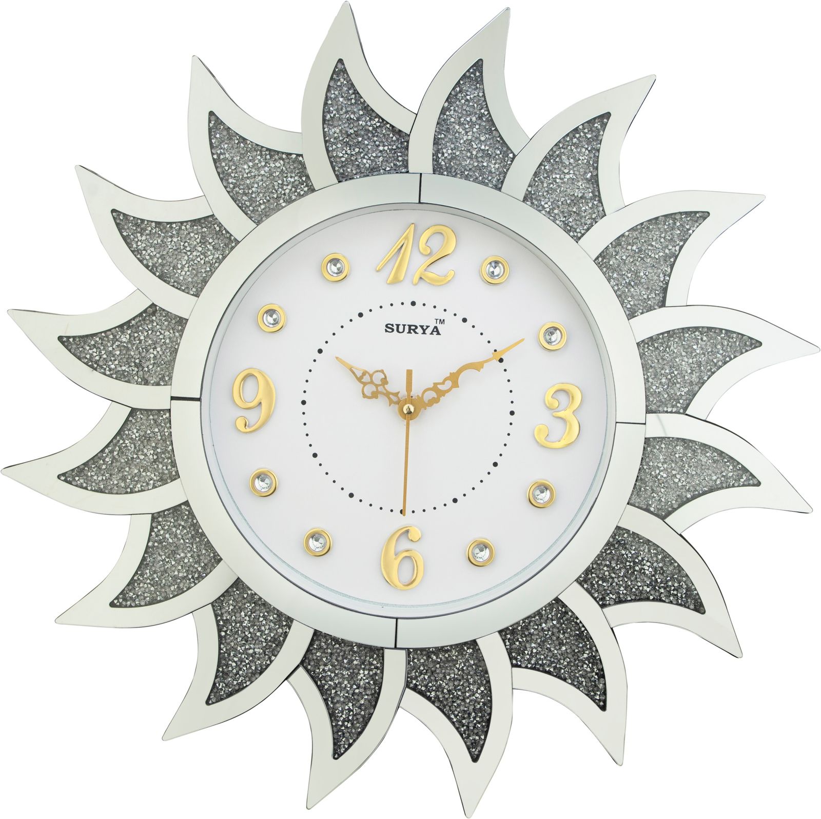 Surya S219 Glitter Sunburst Wall Clock - Surya - Wall Clock 18 inch - Wall Clock, Sunburst Clock, Glitter Clock - Image 2